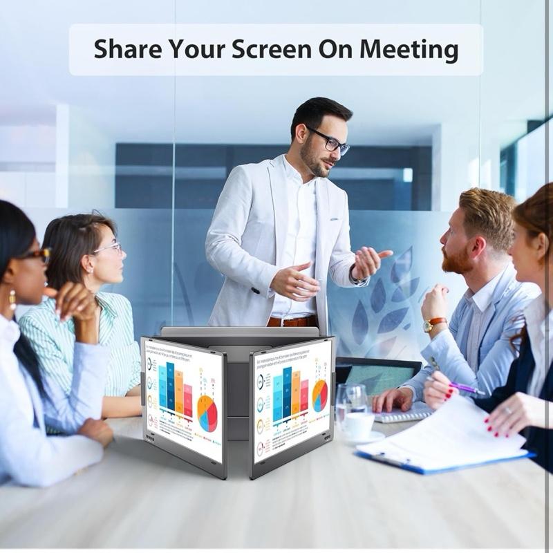 Triple Portable Monitor for Laptop - 14'' FHD 1080P USB-C, HDR IPS Display, Dual Monitor for Mac, Windows, and Android Devices