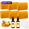 Turmeric Soap & Essential Oil Set, Includes 6 Turmeric Soaps, 2 Essential Oils & 3 Soap Savers, Daily Skincare Set, Body Hygiene Products for Men & Women, Shower Gift Set #GLOBAL PICKS