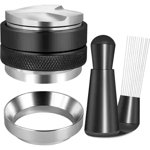 Espresso Accessories Kit, Coffee Distributor and Tamper Leveler, Tool and Dosing Funnel Set Fits 51 mm Espresso Machines and Portafilters