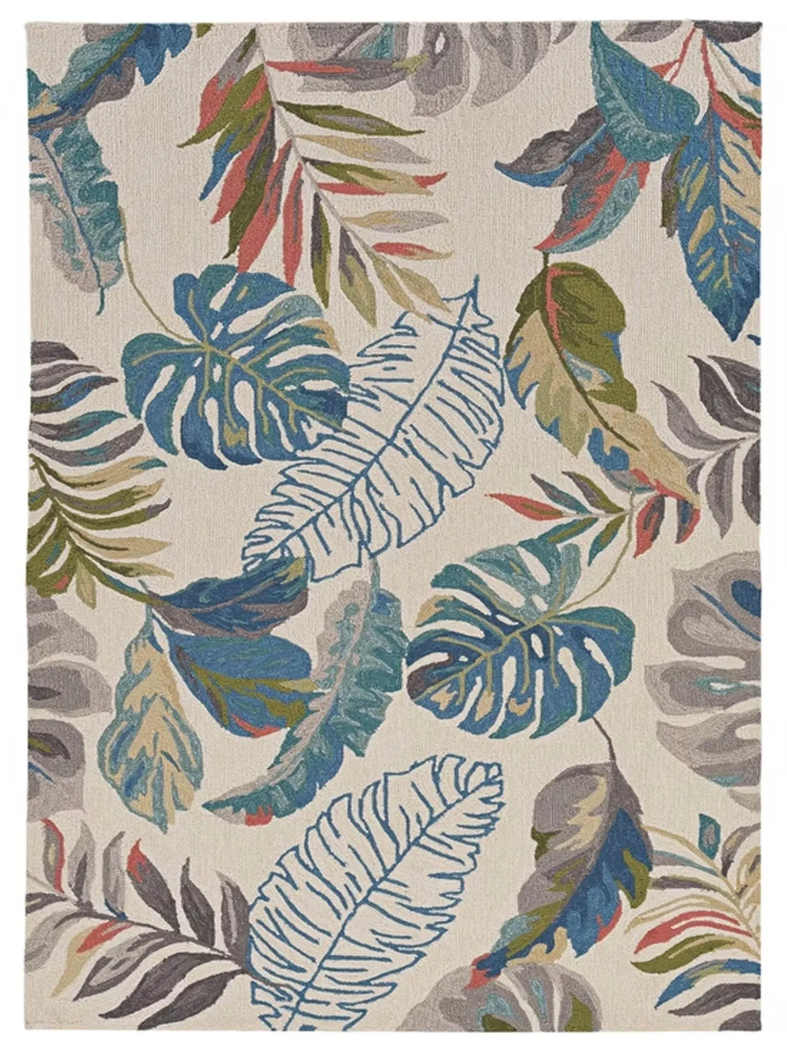 Kas Harbor 4211 Ivory Teal Indoor/Outdoor Knotted Rug