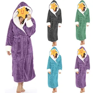 2026 FW Fashion Collection Womens Hooded Fleece Robes, Soft Long Bathrobe Fluffy Warm Loungewear S-5XL