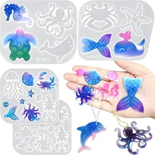 4 Pcs Ocean Resin Earring Molds