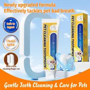 Cassiel Pet-Pet Cleaning Toothpaste Probiotic Pet Toothpaste Freshens Breath Removes Tartar and Stains Natural Oral Care Safe to Ingest Gentle and Effective Suitable for Cats and Dogs Includes a Toothbrush Head Cover 120g per piece