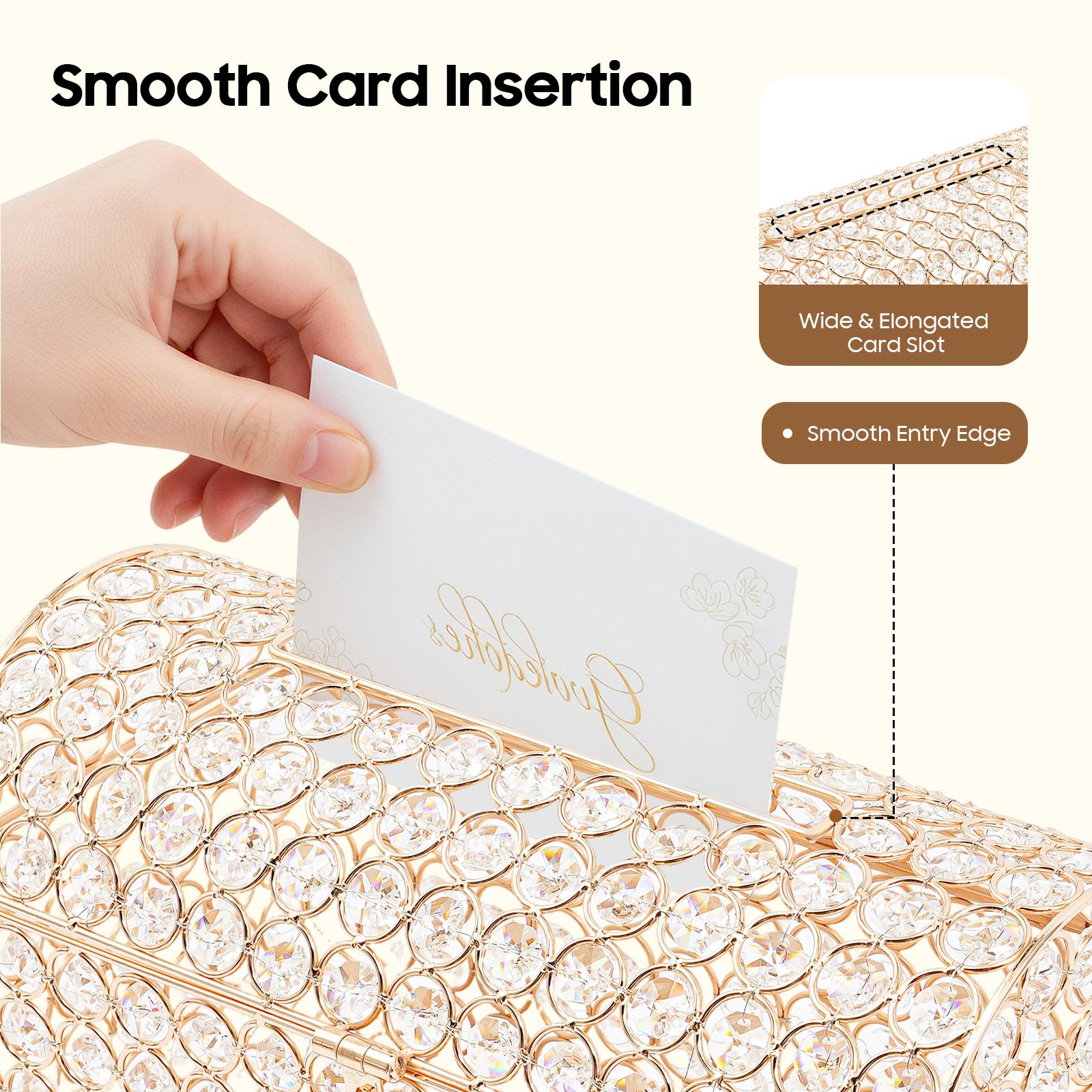 Clear Gold Lockable Wedding Card Box with Key for Invitations Greeting Cards Cash Tips Honeymoon Fund Donation Piggy Bank Home Office Party Ornaments