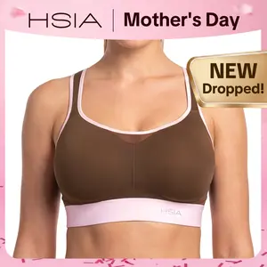 HSIA FlexCore Plus Size High Impact Wireless Fixed Molded Cups Full Coverage High Support Sports Bras for Women Racerback Workout Bra Breathable Advanced Moisture Wicking Fabric Mesh Back Bra Adjustable Padded Straps Gym Running Bra For Big Bust Women