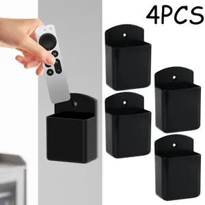 4-Piece Compact Rectangular ABS Plastic Remote Control Holder - Self-Adhesive Wall-Mount Storage Box, Space-Saving Home Organizer for TV Remotes & Small Accessories