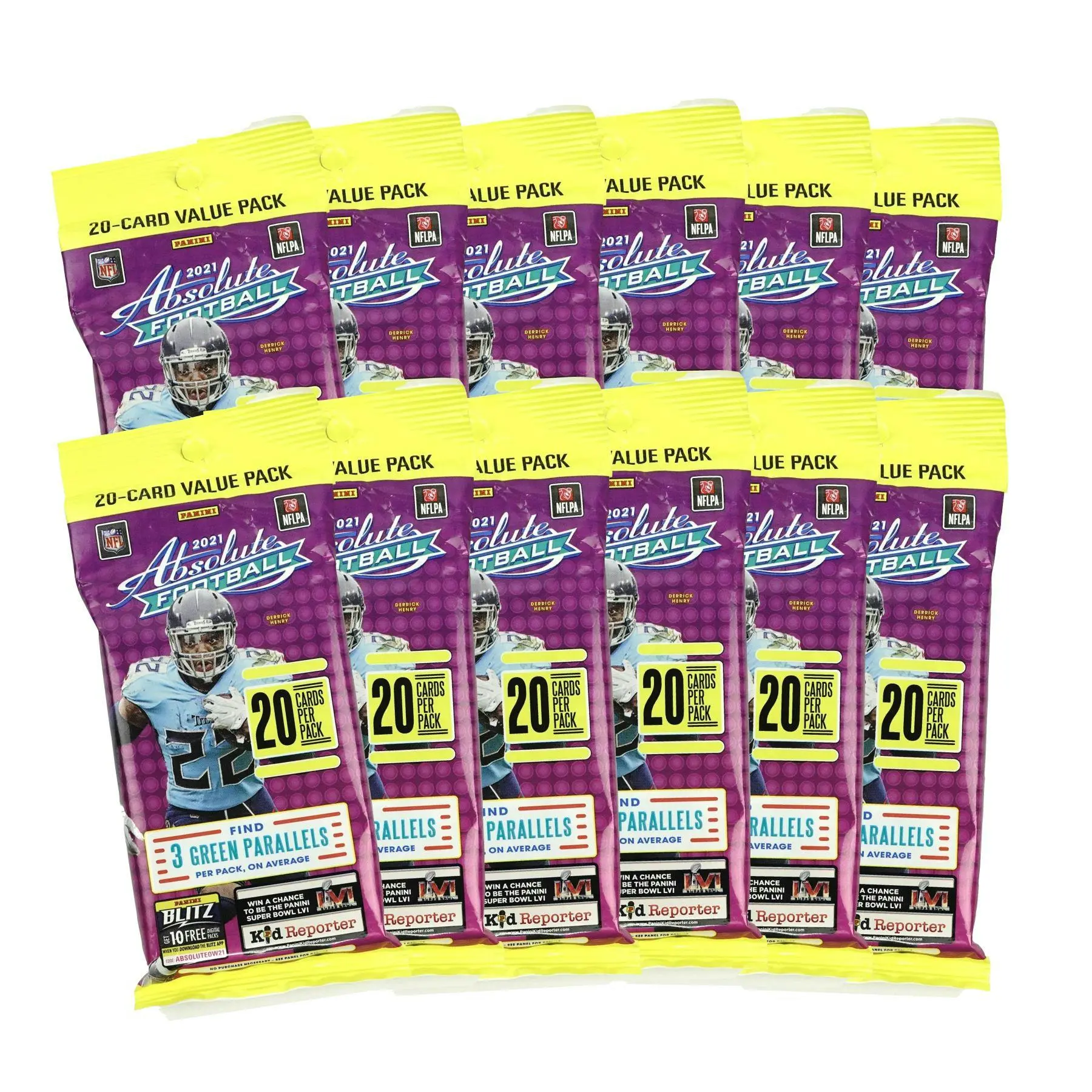 2021 Panini Absolute Football Jumbo Value 1 pack.  (Green Parallels!) (KABOOM!)