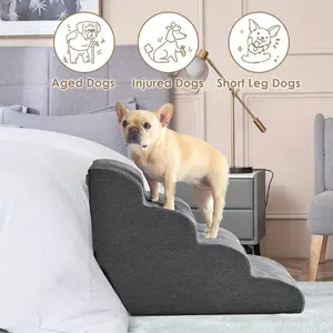 Curved Memory Sponge Dog Stairs, 2/3/4 Floors for Dogs and Cats, Pet Climbing Stairs, Indoor Anti Slip Balance Pet Steps, Home