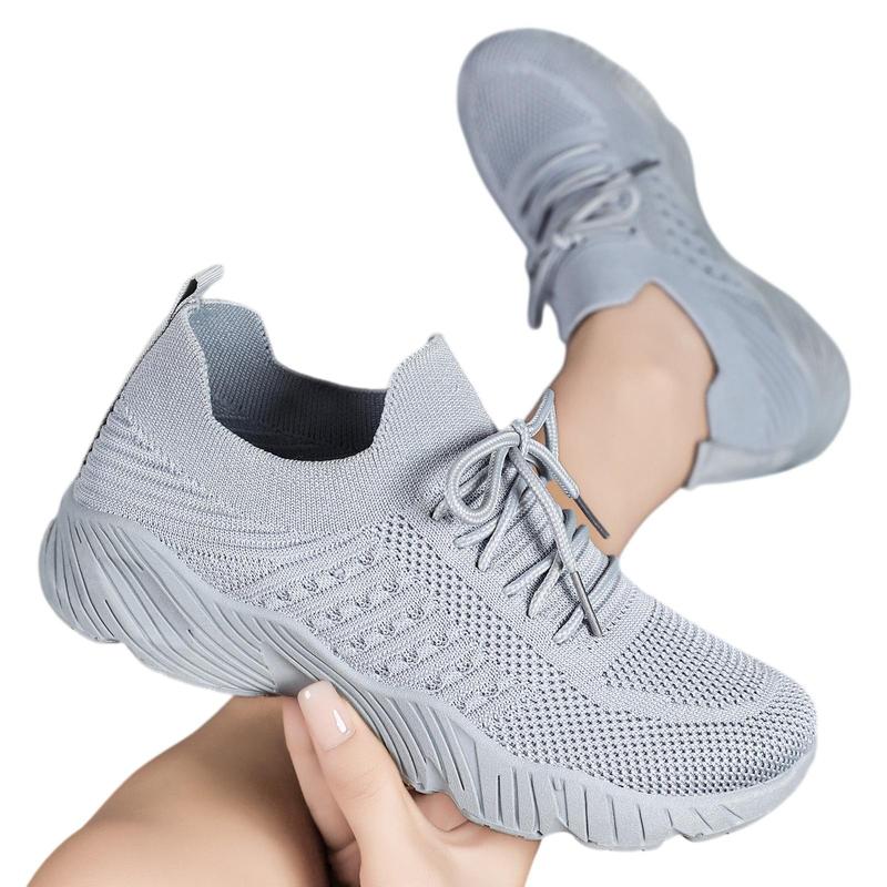 Women's Retro Fall Shoes 2026, Breathable Casual Sneakers with Wide Toe Box, Lightweight Mesh Thick Sole Walking Shoes, Athletic Fashion Trainers, Daily Footwear Women, Black White Khaki Pink US 5-11