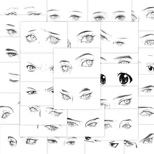 Eye Sketch Series Sticker, 54pcs/pack Waterproof Self Adhesive Decor Paper, Decor Sticker for Gift Greeting Card Water Bottle Laptop Phone