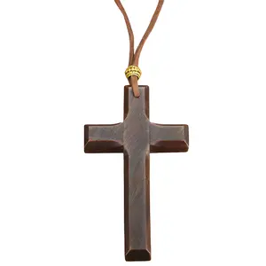 Vintage Wood Cross Leather Necklace Vintage Wood Cross Leather Necklace