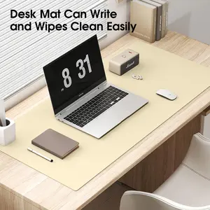 Soft-Touch Desk Pad with Writable Surface – Dual-Sided Eco Silicone & PU Leather Desk Mat, Waterproof, Oil-Resistant & Scratch-Resistant, Foldable and Easy to Clean for Office, Study, Vanity or Dining Table