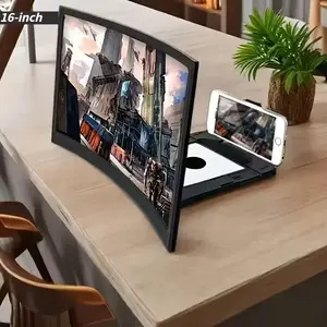 14-Inch HD Curved Phone Magnifier with Foldable Stand, 3000:1 Contrast Ratio, 1080 Degree Viewing Angle, Ideal for Movies, Gaming, Video Calls