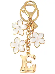 Bubble Initial Keychain Graceful Flower for bags car remote–A-Z Letter Charms for Women