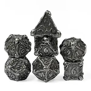 Metal Silver Octopus 7-Dice Set