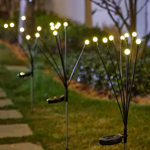8 LED Solar Swaying Garden Lights 2 Modes Warm White Waterproof for Yard Pathway Landscape Firefly Decorations 68CM Height Lamp Beat Diameter 2CM Outdoor Solar Panel Automatic Charging