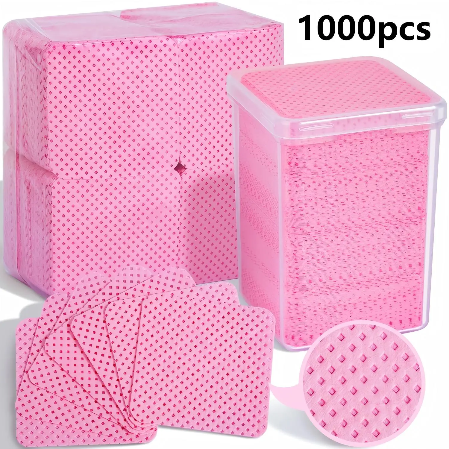 100Ppcs/200pcs/1000pcs Pink Lint-Free Nail Wipes - Non-Woven Cotton Pads for Gel Polish & Acetone