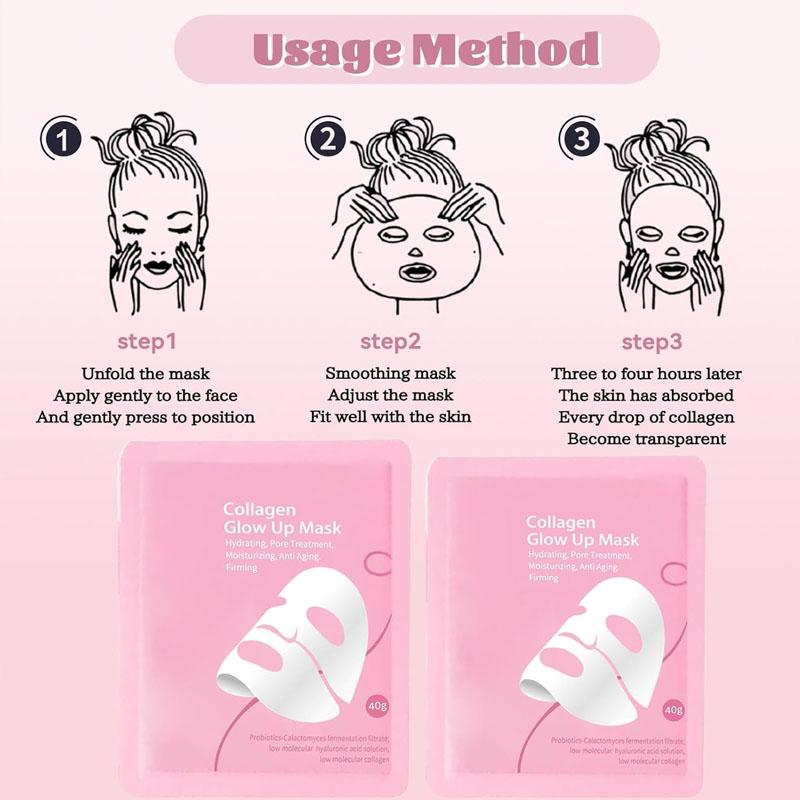 Quasi Collagen Glow Up Mask 2.0 - Firming & Hydrating Face Mask for Wrinkle Reduction & Pore Minimization - Achieve Glass Skin in 2 Hours
