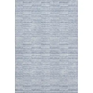 HomeRoots 666349 Strip Area Rug, 9x12 ft Sky Blue & Ivory Striped Transitional Washable Machine-Made Rectangle Rug with UV Protection, Strip Area Rugs
