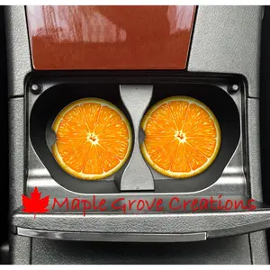 Orange Slice Car Coasters - 2.56" Coasters - Car Coasters - Available in Sandstone, Hardboard or Rubber