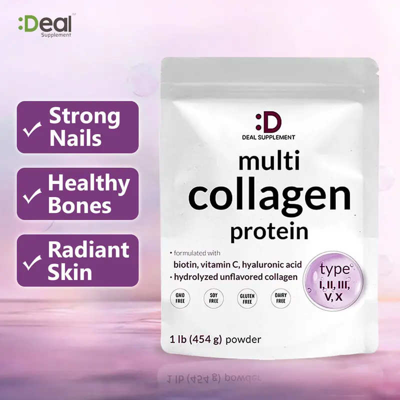 DEAL SUPPLEMENT Multi Collagen Peptides Powder | Healthy Hydrolyzed Protein for hair, skin, beauty, nail | Hyaluronic Acid, Biotin, Vitamin C