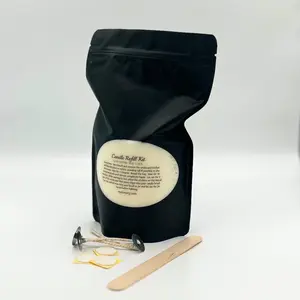 Candle Refill Kit Square 1 Hole / Small Round-12 oz- Includes: Scented Soy Wax, Wicks, Wick Stickers, and Stir Stick - Long Lasting Clean Fragrance