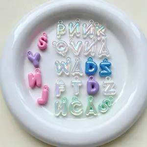 26/50 Letter Beads, Real Color + Transparent Multi-Color, Fresh Cute Style, Smooth Round Surface, Suitable for Necklaces, Bracelets, Keychains
