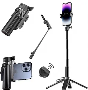 2026 New 5-in-1 Multifunctional Mini Wireless Selfie Stick - 360° Rotatable, Compact Stylish Bluetooth Controlled, 21.2in Telescopic, Transforms into Handheld Stabilizer/Phone Stand/Tripod, Telescopic Selfie Accessories for Vlogging