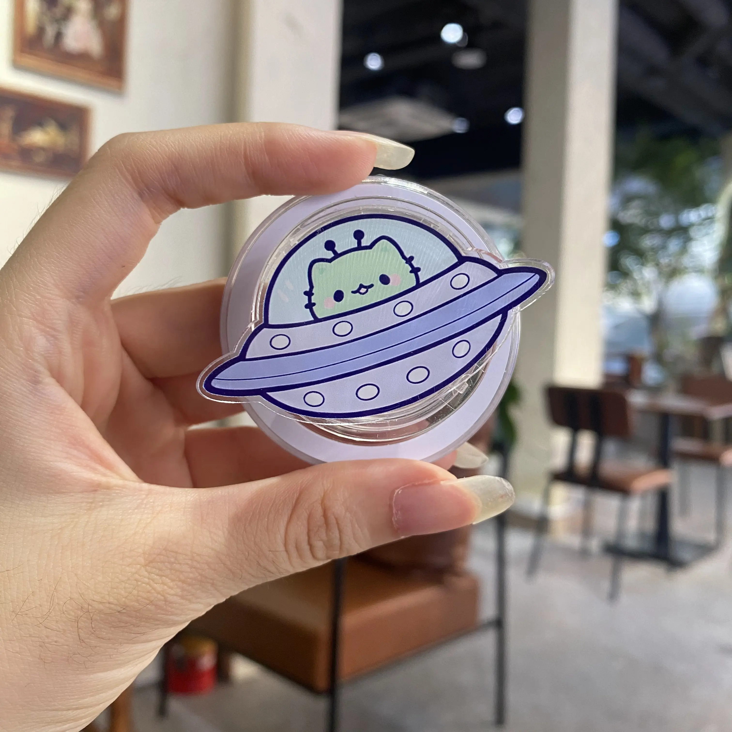 Pastel UFO Space Creature Magnetic Phone Grip - Lavender Acrylic Phone Stand & Holder - Cute Cosmic Gift