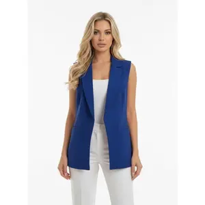 Sapphire Struct Tailored Vest - Royal Blue Sleeveless Longline