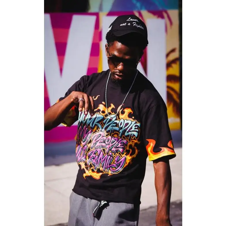 BLACK OVERSIZED CROPPED TEE (DTF PRINT)