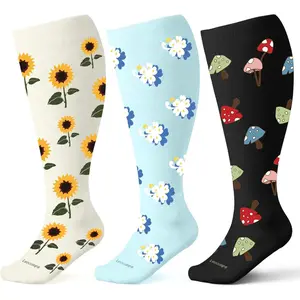 Plus Size Compression Socks for Women Men Wide Calf 15-20 mmHg Knee High Extra Large for Nurses Pregnant Travel