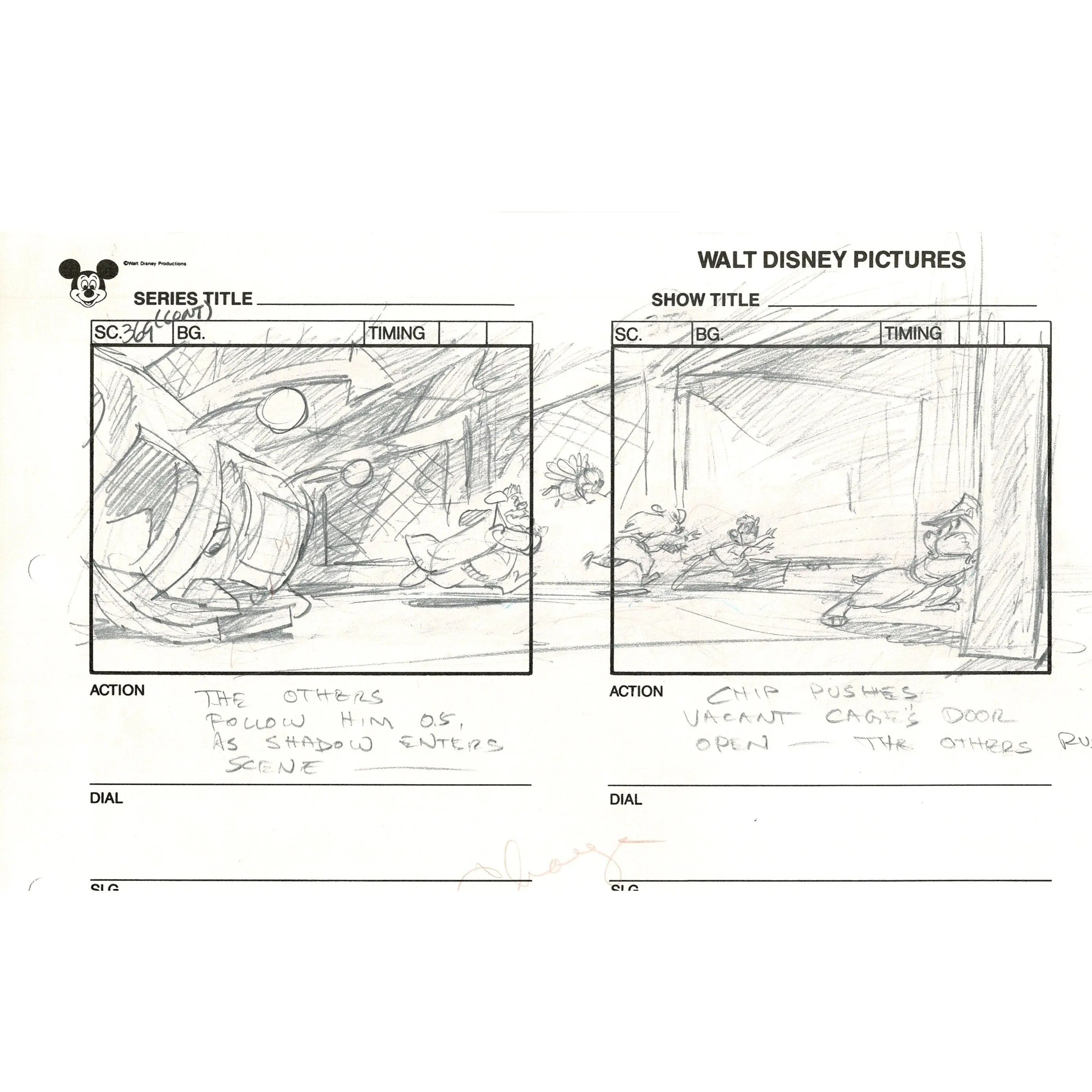 Chip n Dale Rescue Rangers Original Production Animation Storyboard Walt Disney FIRST EPISODE 1988 A67