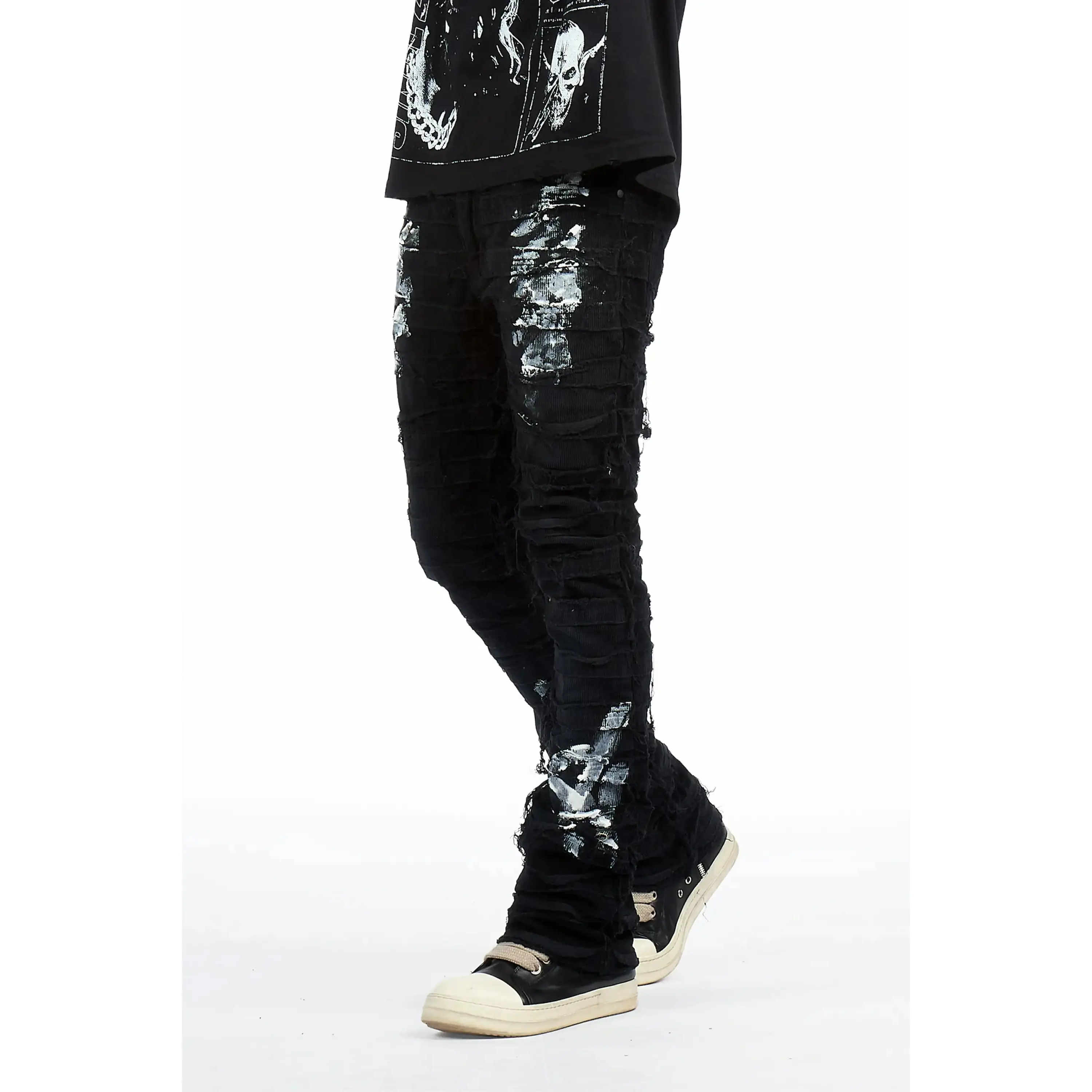 Garson Black Painter Stacked Flare Corduroy Pant