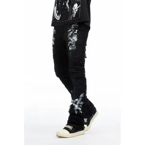 Garson Black Painter Stacked Flare Corduroy Pant