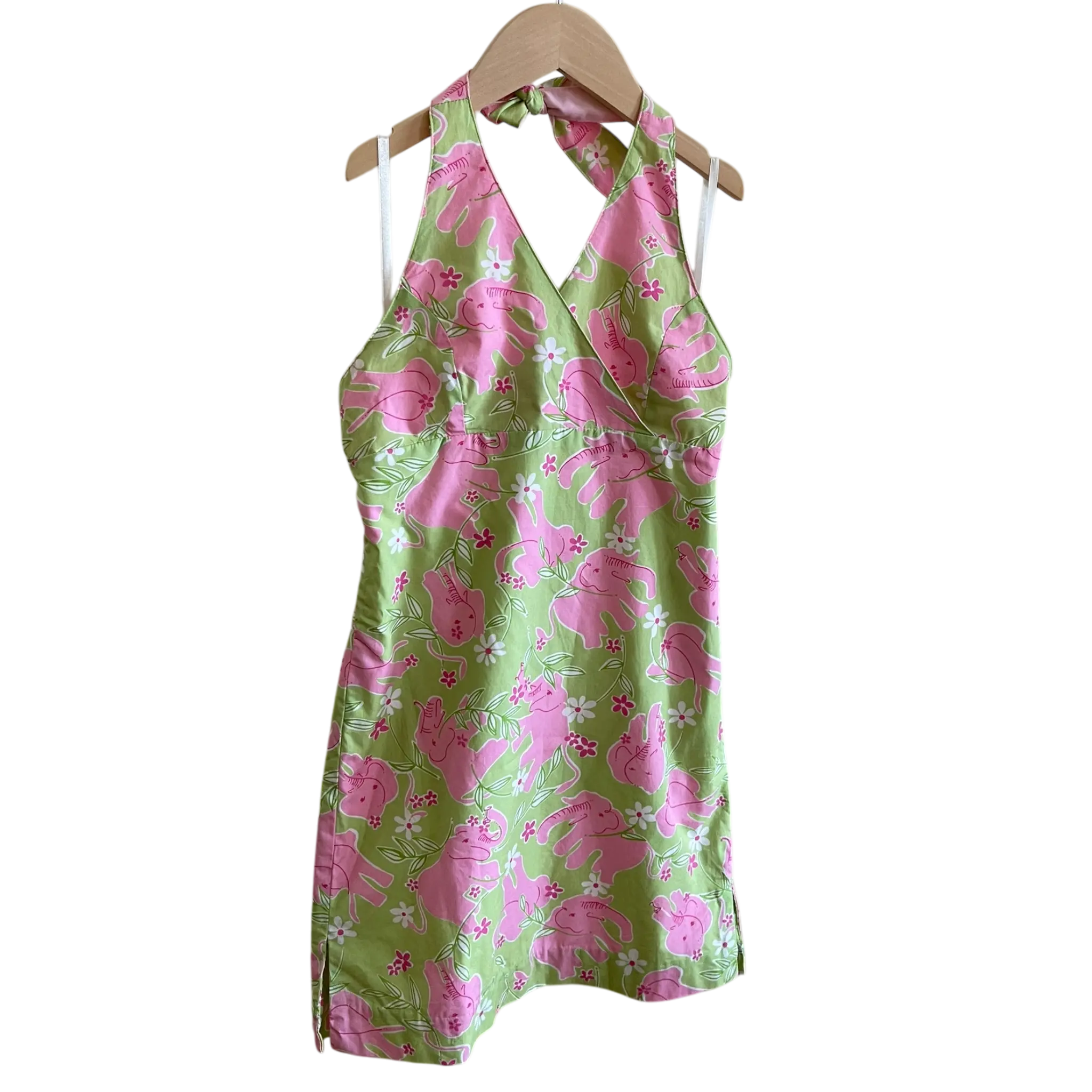 Lilly Pulitzer Halter Dress, Green Pink, Size 10