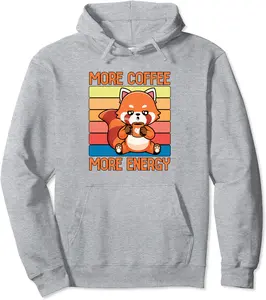 Red Panda Retro Coffee Caffeine Energy Vintage Pullover Hoodie - Diamoniqu Shop 65B0BRQWNF5S