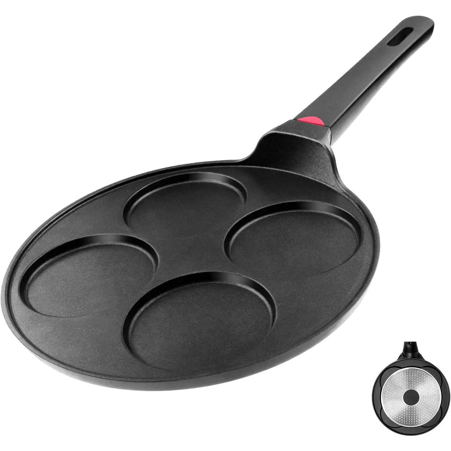 10.5 Inch Nonstick Pancake Pan - 4-Mold Cake Egg Skillet, PFOA-Free Coating Crepe Griddle for All Stovetops & Induction Cookers, Kitchen Cooking Essential, 100% Pfoa Free Coating