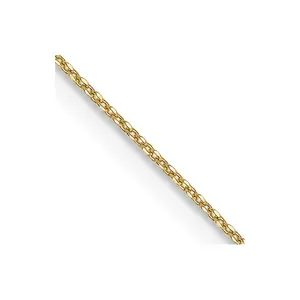10K Solid Yellow Gold 0.6MM . D/C Round Open Link Cable Chain Necklace 14 Inch Womens Gold Chain
