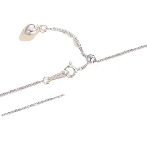 Silver Necklace for Women, Chopard Chain, Gold-Plated Pure Silver Heart Necklace, Adjustable Pull-Through Simple Chain, Clavicle Chain