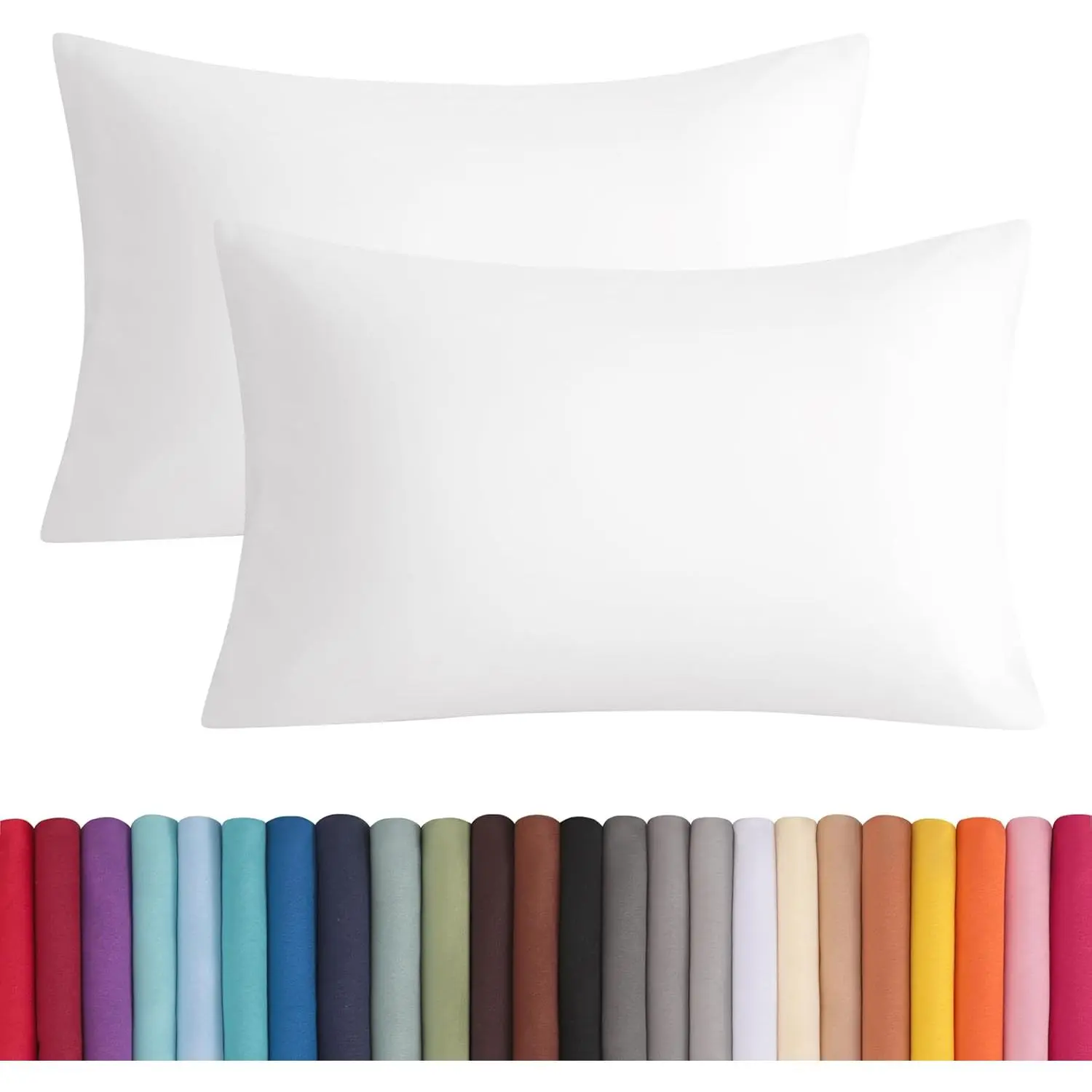 King Size Microfiber Pillowcases 2-Pack, Soft & Wrinkle-Resistant, Easy-Care Envelope Closure, 20x36 Inches, White – Great for Summer or Back-to-School Bedding