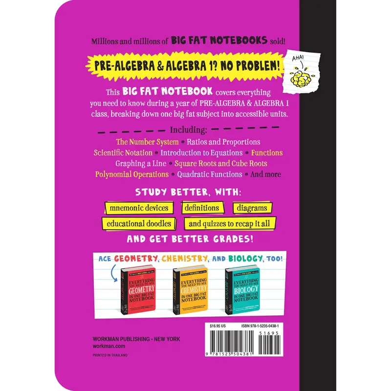 Everything You Need to Ace Pre-Algebra and Algebra 1 in One Big Fat Notebook by Workman Publishing, Jason Wang [Paperback Book]
