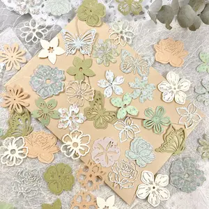 Vintage Floral Butterfly Paper Pack, 50 Sheets DIY Craft Material Scrapbook Materials, Decorative Scrapbooking Supplies, Retro Hollow Design