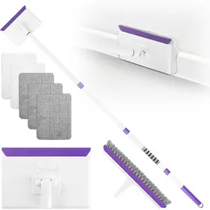 Baseboard Cleaner Tool with Handle 2.0, 60" Extendable Long Handle, Dust Trapping and Locking, 5  Pads,  Base Boards Cleaning Tool for Moldings, Wall, Floor, Bathroom, Kitchen