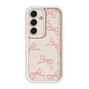 Pink Bow Design Fashion Phone Case for Samsung S25, S24, S23, and S22 Plus Ultra. Fashionable, Instagram-Ready, Cute, Protective, Lightweight, Smooth Texture. Elegant, Luxurious, Perfect as a High-Quality Gift for Anniversary or Birthday