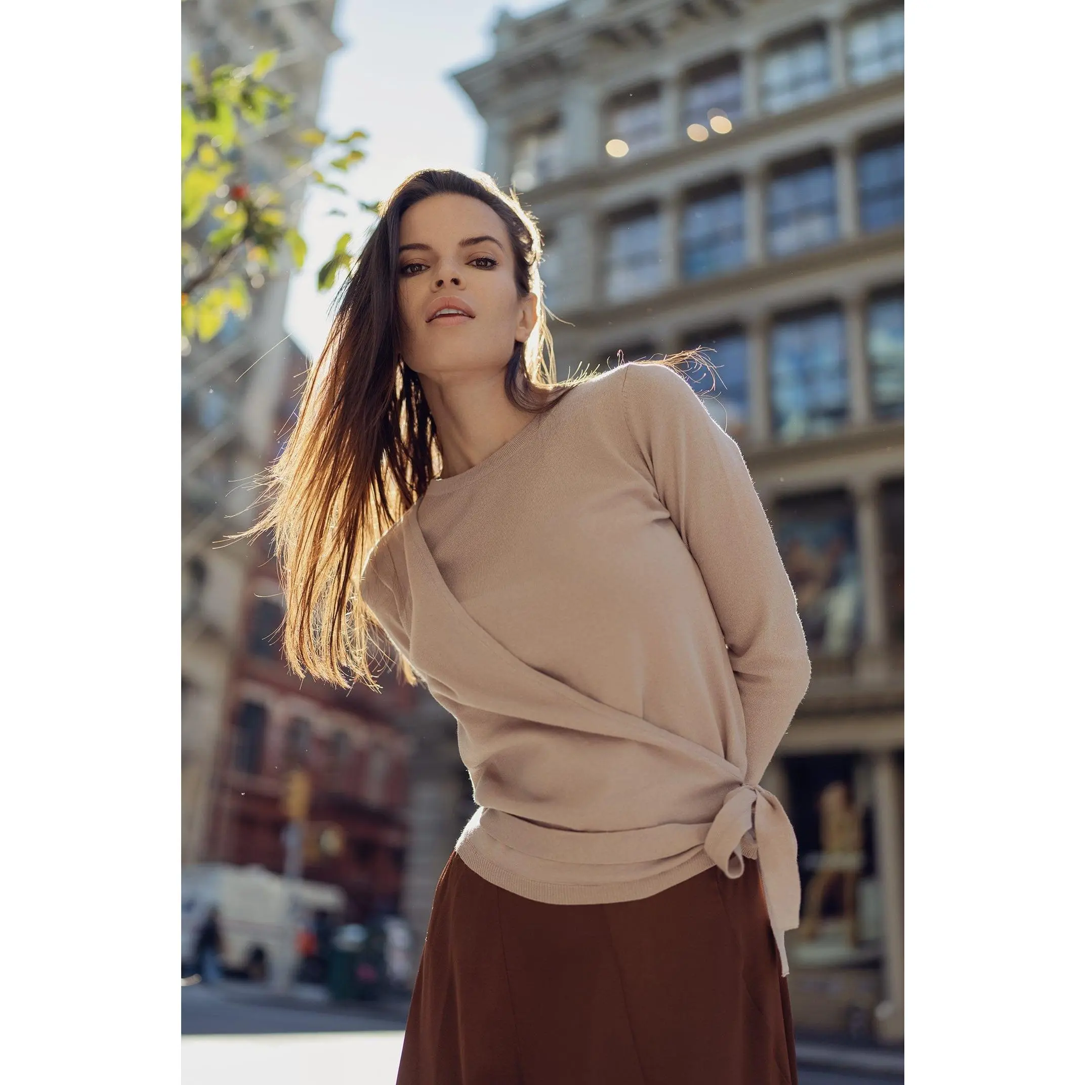 BASIC WRAP SWEATER-MAUVE