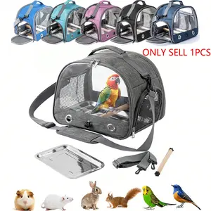 Breathable Bird Travel Carrier with Stand Perch, Ideal Parrot Carrier for Hiking, Durable & Portable Design for Avian Comfort, Animal Carrier