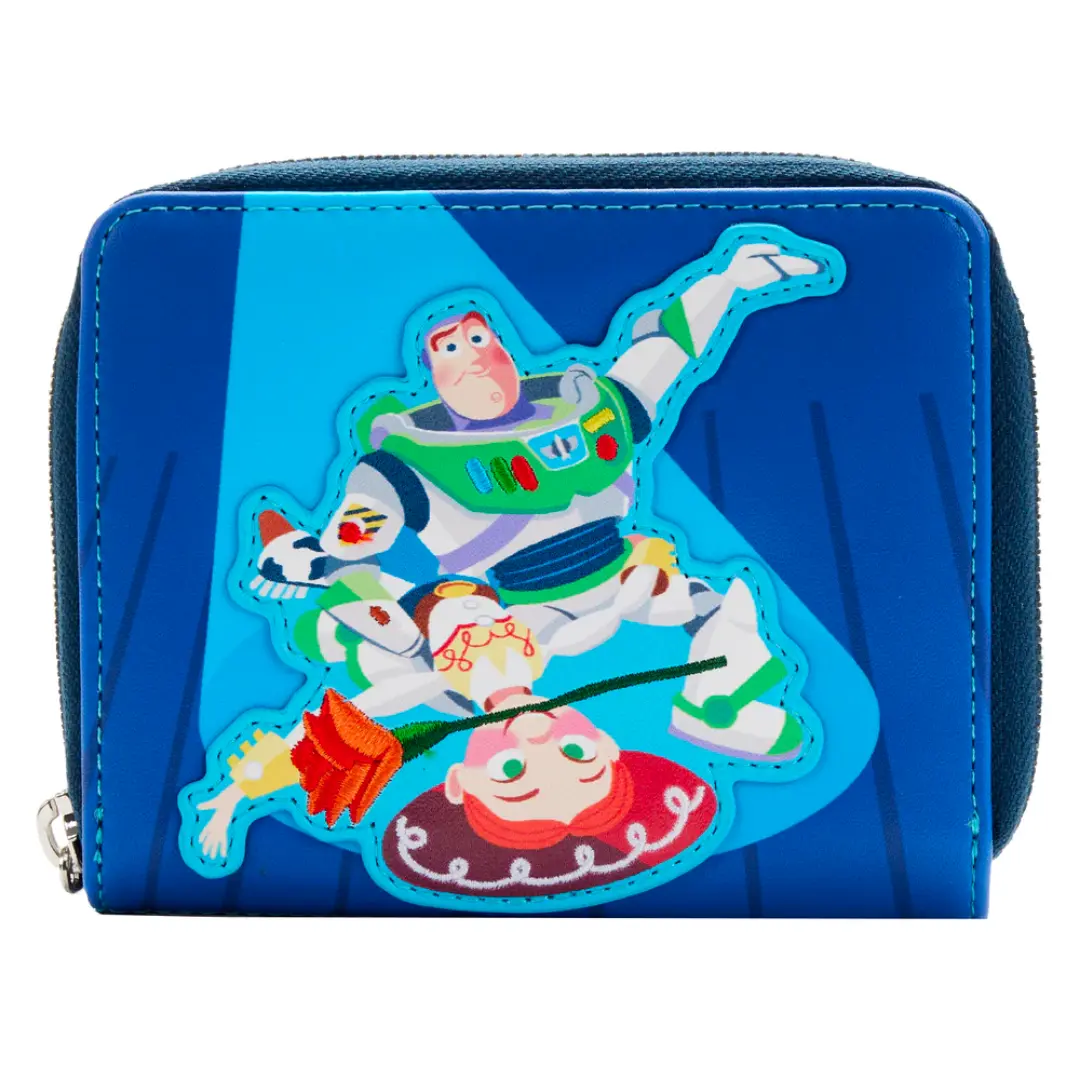 Loungefly Toy Story Jessie & Buzz Lightyear Trendy Vegan Leather Zip Around Wallet with Embroidered Scene, Practical Storage & Sturdy Metal Zip
