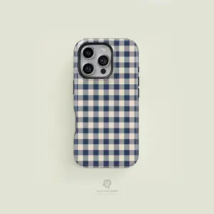 Case Face Cases Mini Gingham Navy & Cream iPhone Case for iPhone 17 16 15 14 13 Pro Max Plus Models