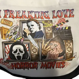 Halloween Canvas Tote Bag with Spooky Characters Featuring Horror Movies Design and Iconic Characters